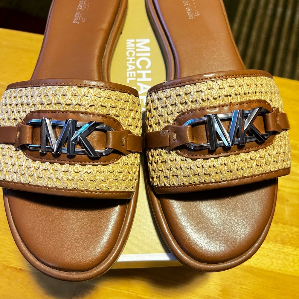 Michael Kors Ember Slide in Natural Raffia